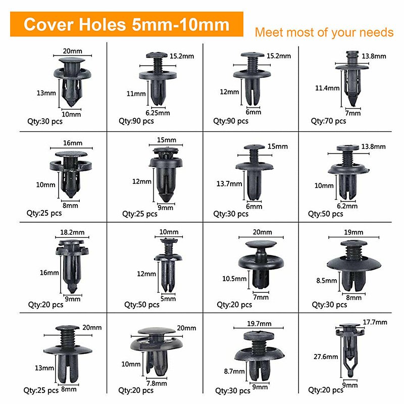 625Pcs Car Body Trim Clips Sturdy Bumper Retainer Clip Car Push Pin Rivet Trim Fastener Moulding Clips Plastic Auto Fastener Kit