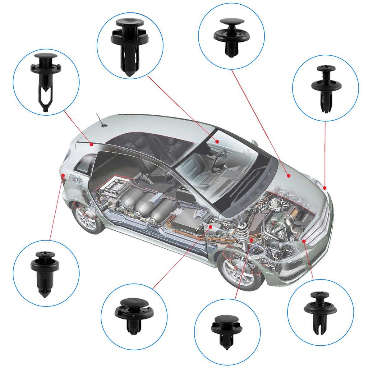 625Pcs Car Body Trim Clips Sturdy Bumper Retainer Clip Car Push Pin Rivet Trim Fastener Moulding Clips Plastic Auto Fastener Kit