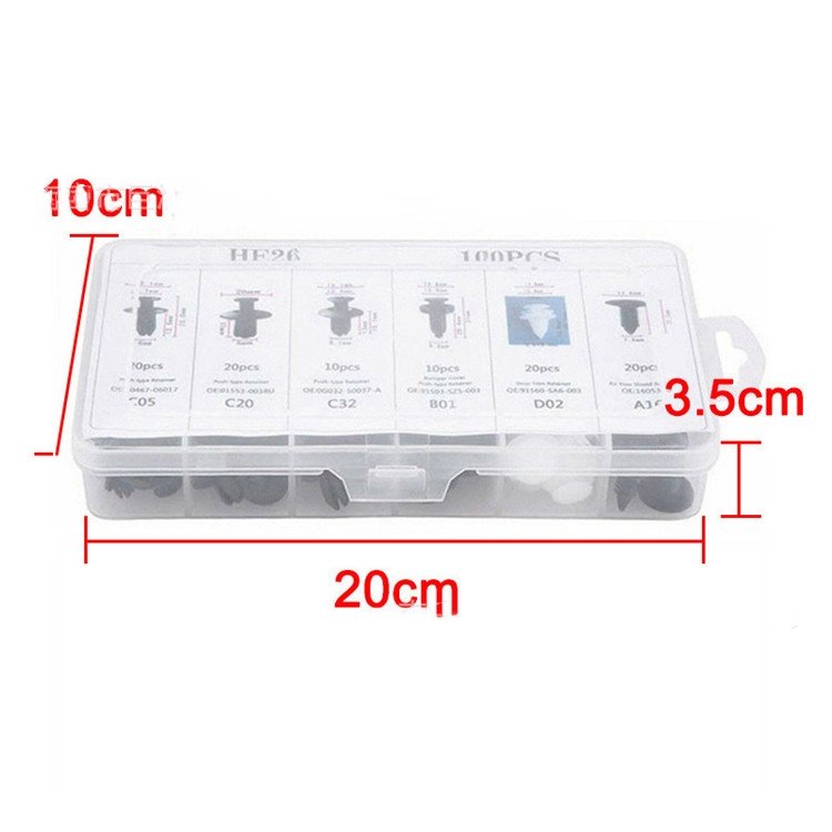 High Quality Universal Car Fastener & Clip Kit New Plastic Auto Bumper Fasteners for GM Ford Toyota Honda 100 pcs