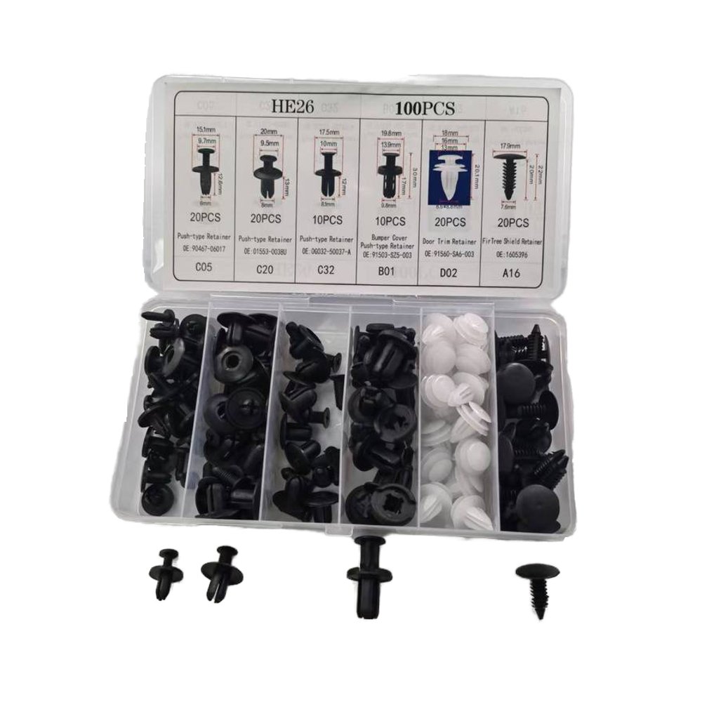 High Quality Universal Car Fastener & Clip Kit New Plastic Auto Bumper Fasteners for GM Ford Toyota Honda 100 pcs