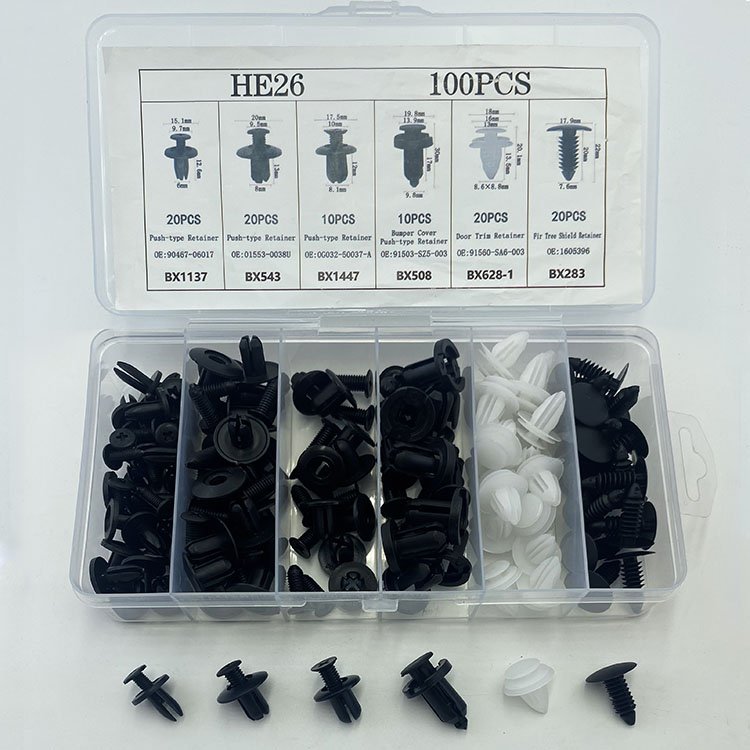 100PCS car clips Body Trim Clips Retainer Bumper Clips Rivets Screw Panel Push Retainers Set Bumper Fastener