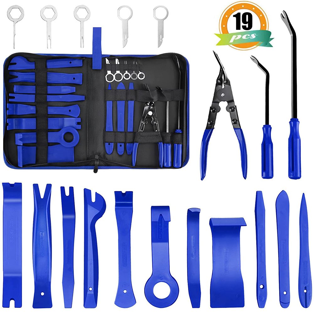 19Pcs Trim Removal Tool Car Panel Door Audio Trim Removal Tool Kit Auto Clip Pliers Fastener Remover Pry Tool Set for Door Audio