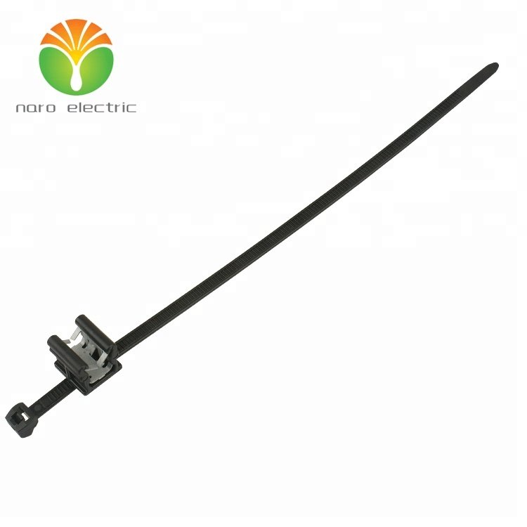 PA66 Nylon automotive cable tie with steel clip self-locking cable tie with edge clip