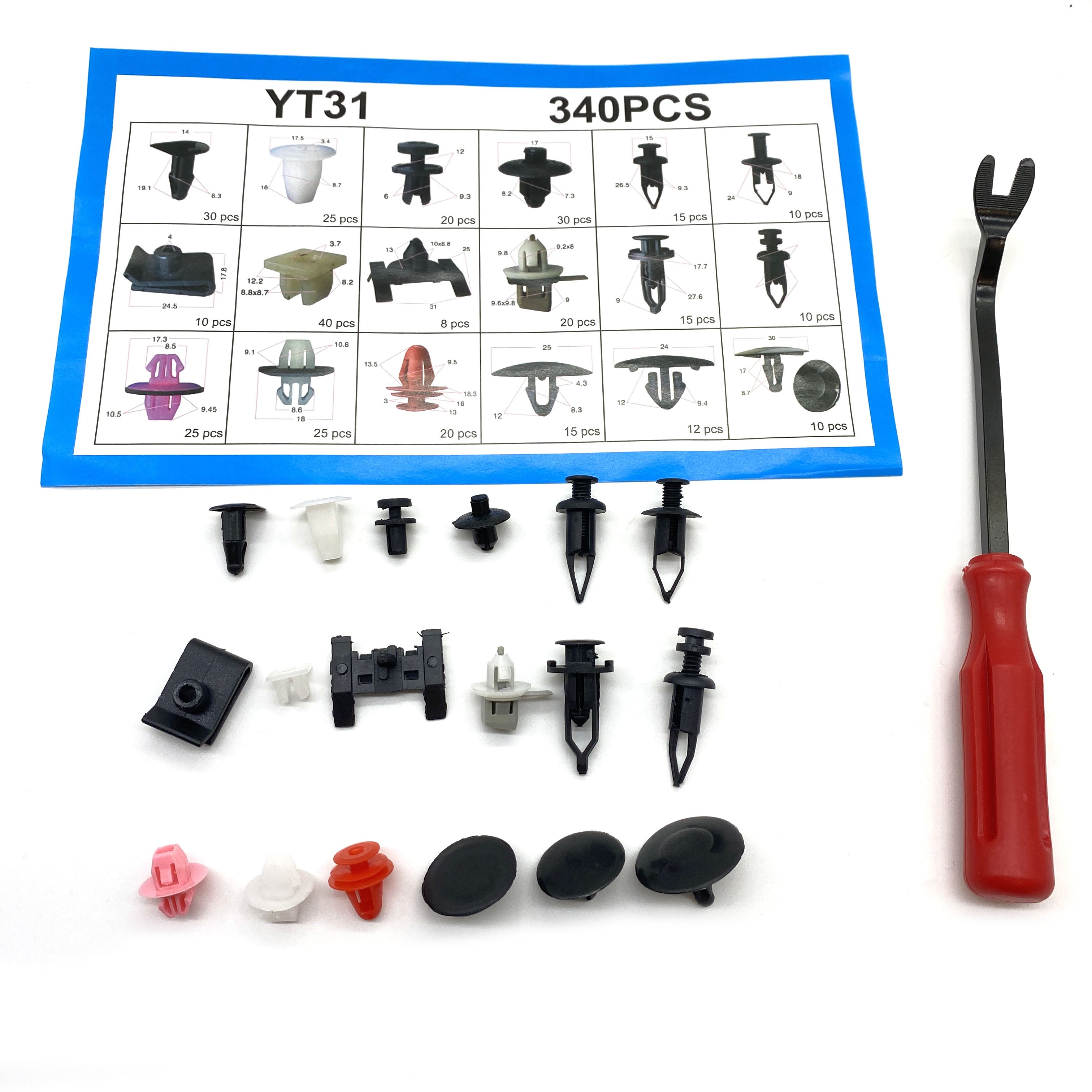 340PCS Auto Fastener Clip Kit High Quality Expansion Screw Bumper Push Rivet Automobile Fastener Kit With Clip Removal Tool