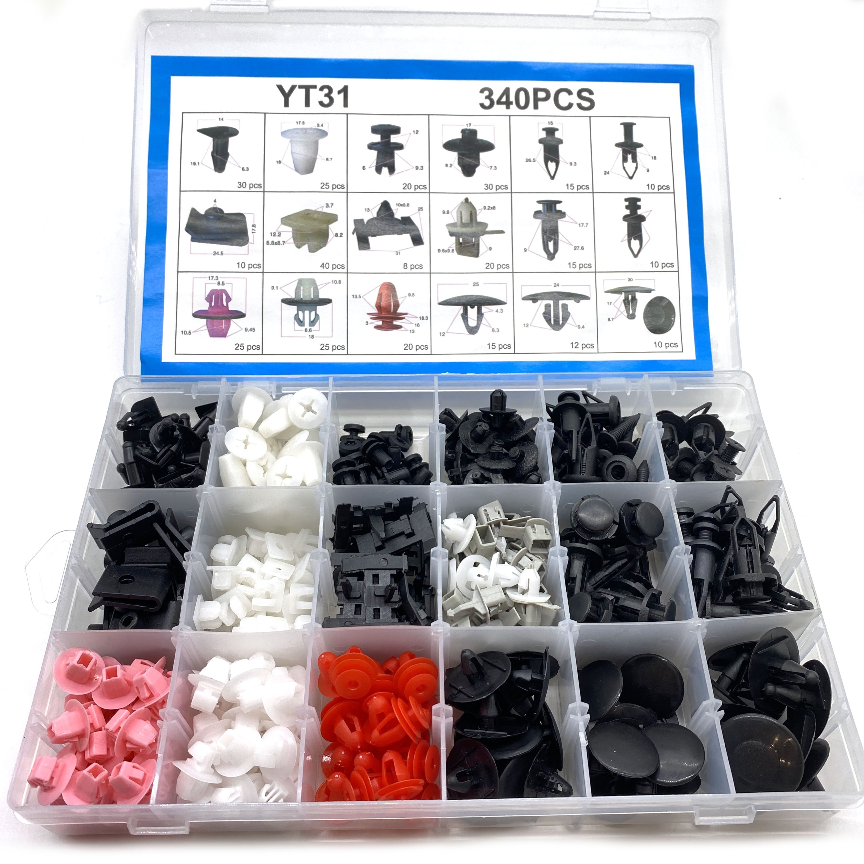 340PCS Auto Fastener Clip Kit High Quality Expansion Screw Bumper Push Rivet Automobile Fastener Kit With Clip Removal Tool