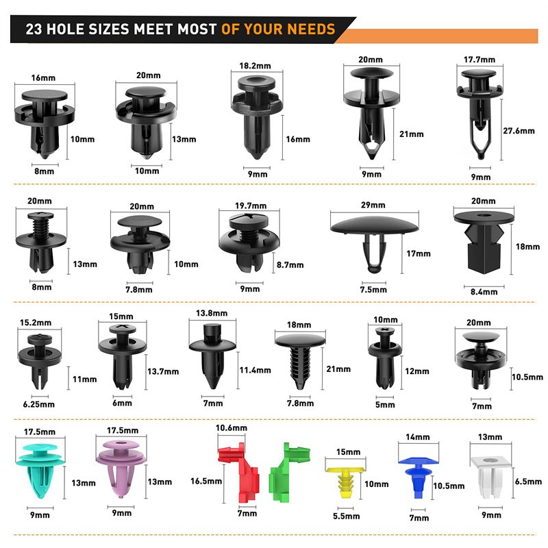 Auto Fasteners Assortment Door Panel Clips Push Fender Rivets Expansion Screws Replacement Kit Car Bumper Retainer Clips