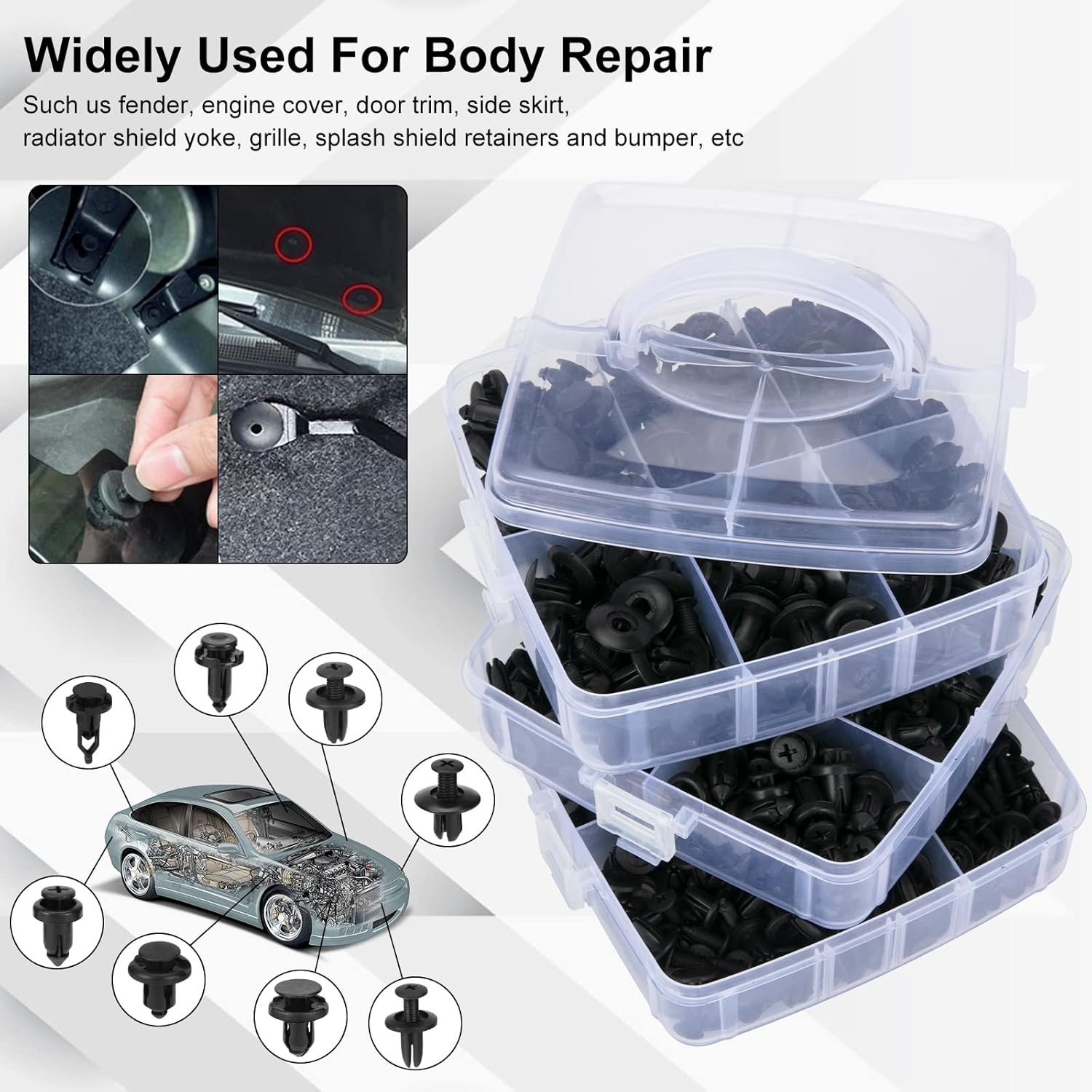 Car Push Retainer Clips & Auto Fasteners Assortment Nylon Bumper Fender Rivets and Fasteners Remover