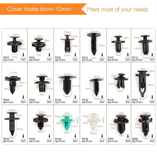 299 Pcs Mixed Plastic Clips for Car Auto Fasteners & Clips Automotive Trim Push Retainer Bumper Rivet Clips Kit