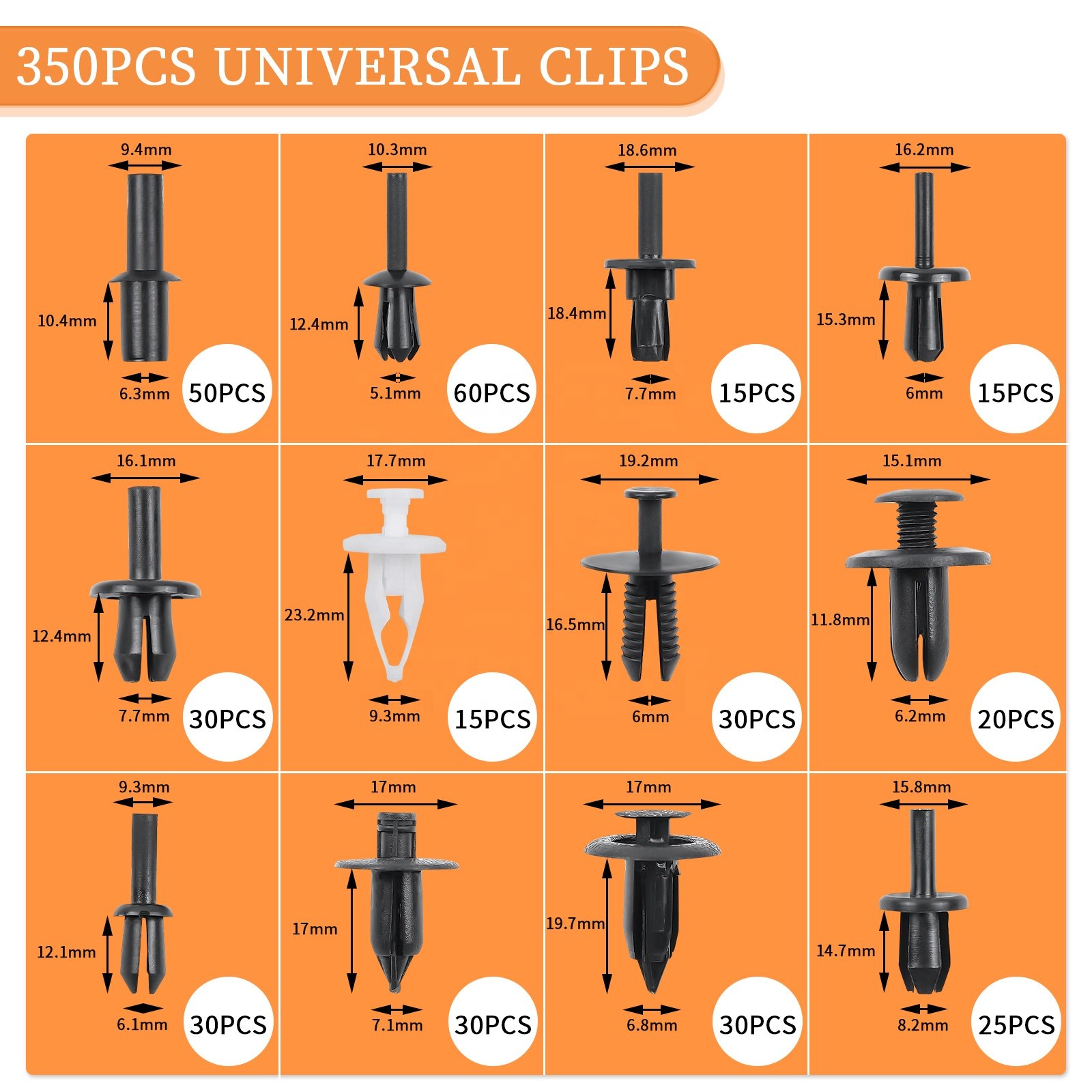 395 pcs Car Fastening Clips Universal Door Panel body Clips with Disassembly Tools Set Release Tool Cable Tie Spongy Cushion