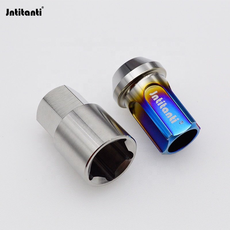 Burnt Blue Color Open End 60 Degree Cone Seat Anti-Theft Gr.5 Ti-6AL-4V Car Vehicle Automobile Wheel Lock Nut M12*1.25*35mm