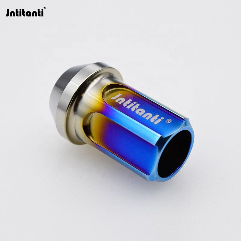 Burnt Blue Color Open End 60 Degree Cone Seat Anti-Theft Gr.5 Ti-6AL-4V Car Vehicle Automobile Wheel Lock Nut M12*1.25*35mm