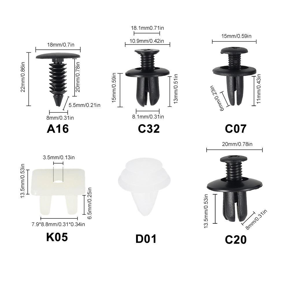OEM C0352 150PCS 6Types Rivet Screws Retainer Panel Push Body Interior Plastic Car Auto Bumper Clip for BMW Clip Nail Fastener
