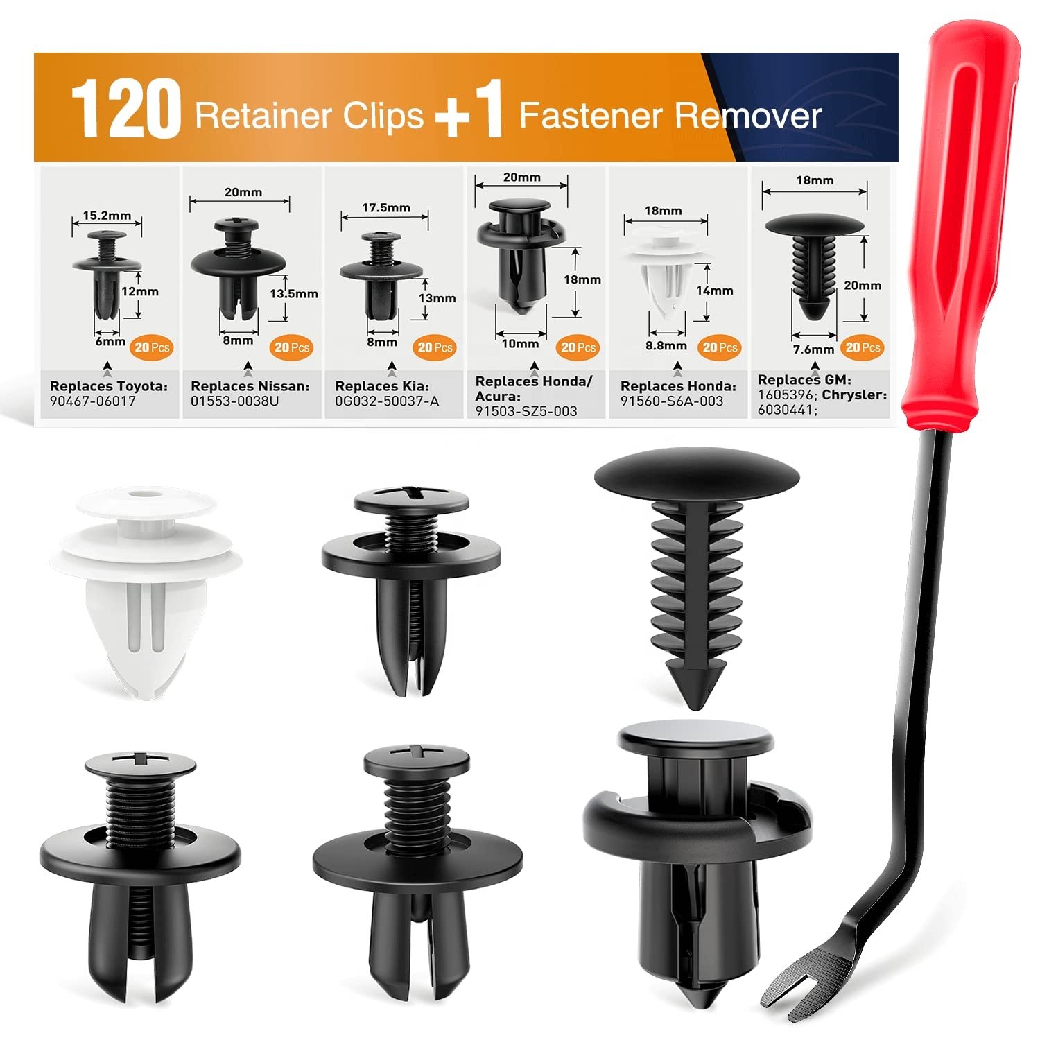 120pcs Car Body Fastener Auto Fixing Clips Kit With 1 Open Pry Panel Dash Radio Installer Door Trim Removal Tool