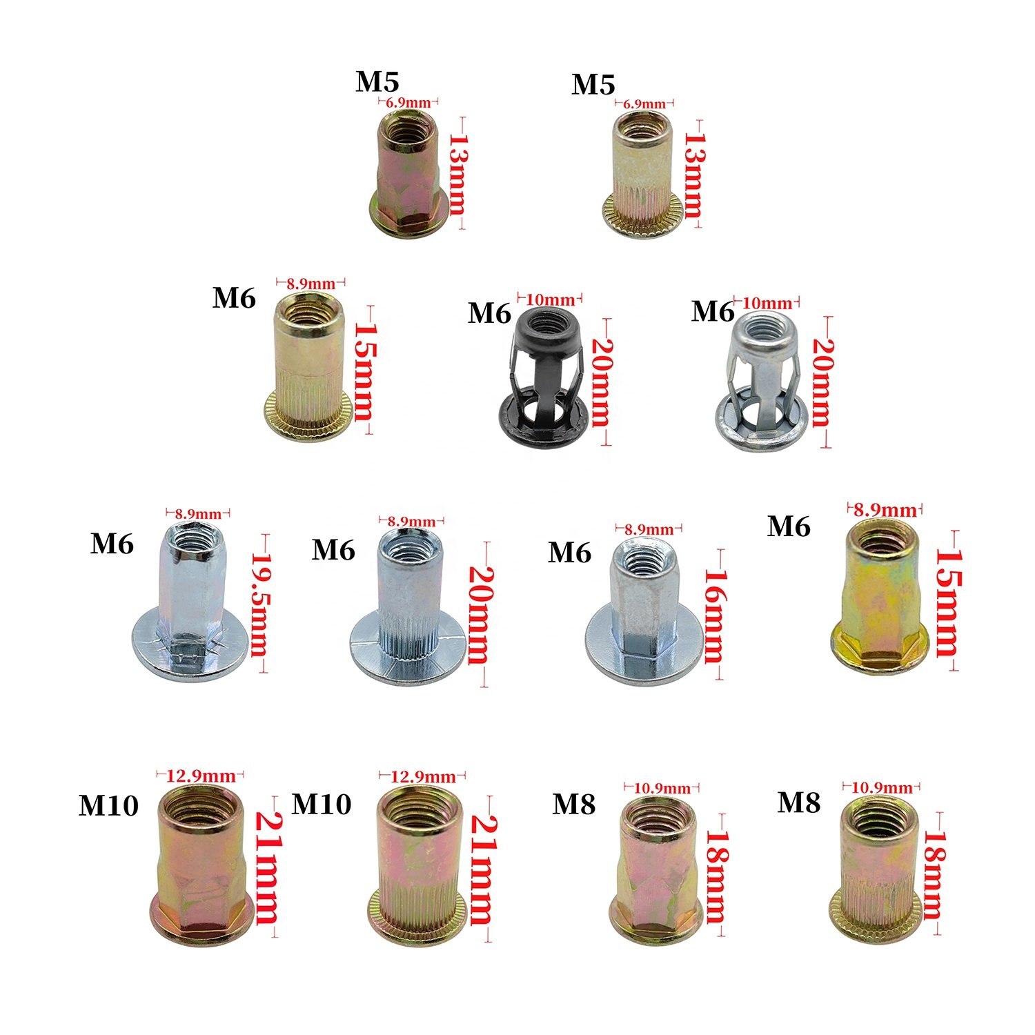 Flat Head Round Plain Close End Stainless Steel Rivnut Rivet Nut for Car License Plate