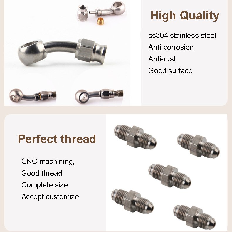 Stainless Steel Quick Connector Plug Auto Brake Parts Joint AN3 AN6 M10 M12 Brake Adapter Fuel Line Quick Connector