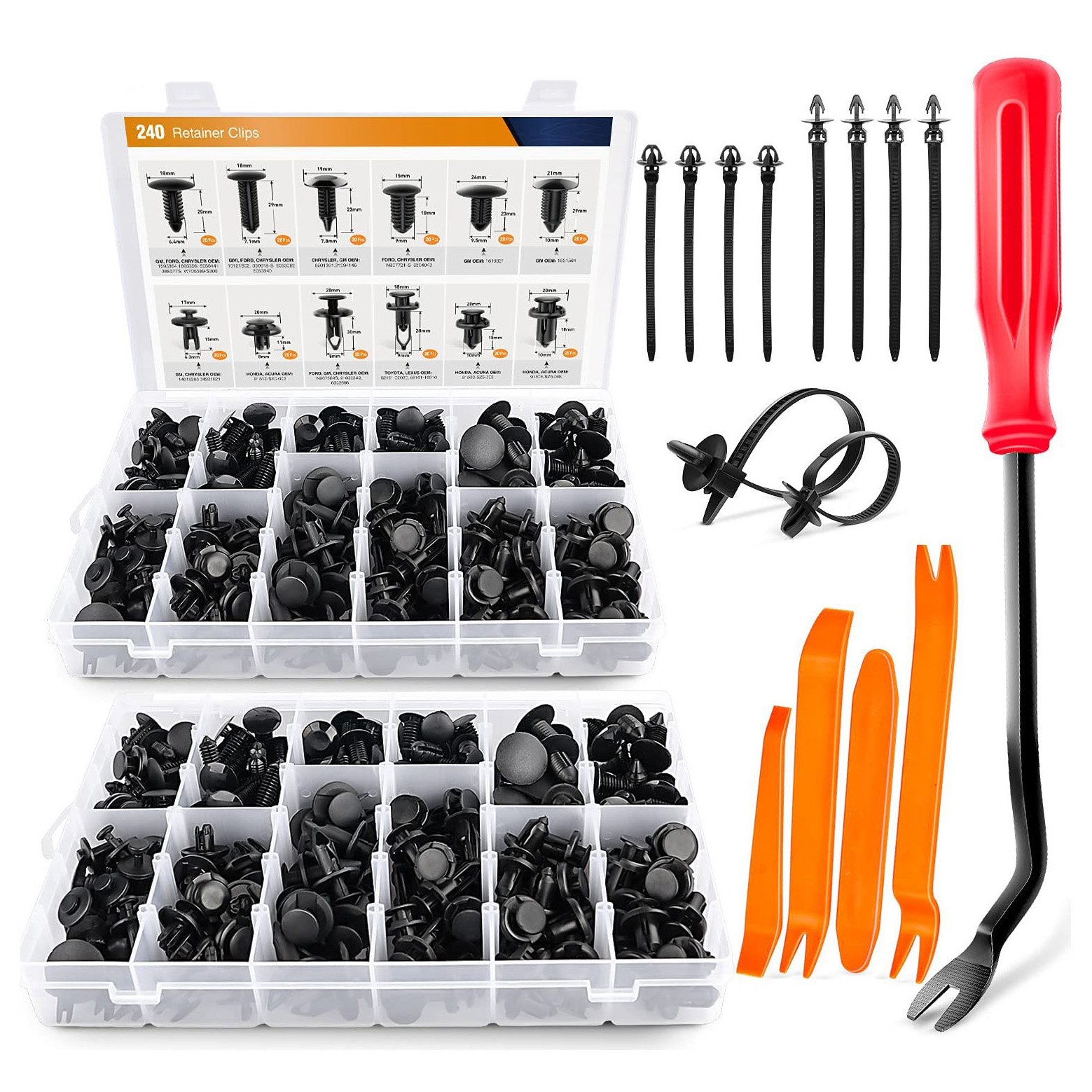 480Pcs Universal Push Retainer Auto Clips for Car Plastic Trim Fasteners & Clips for Car Bumper Retainer Clips Rivet Kit