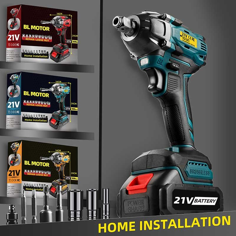 Max Fastening Torque 500N.m Li-ion Battery Power Wrenches 20V 1/4 Inch Cordless Impact Wrench