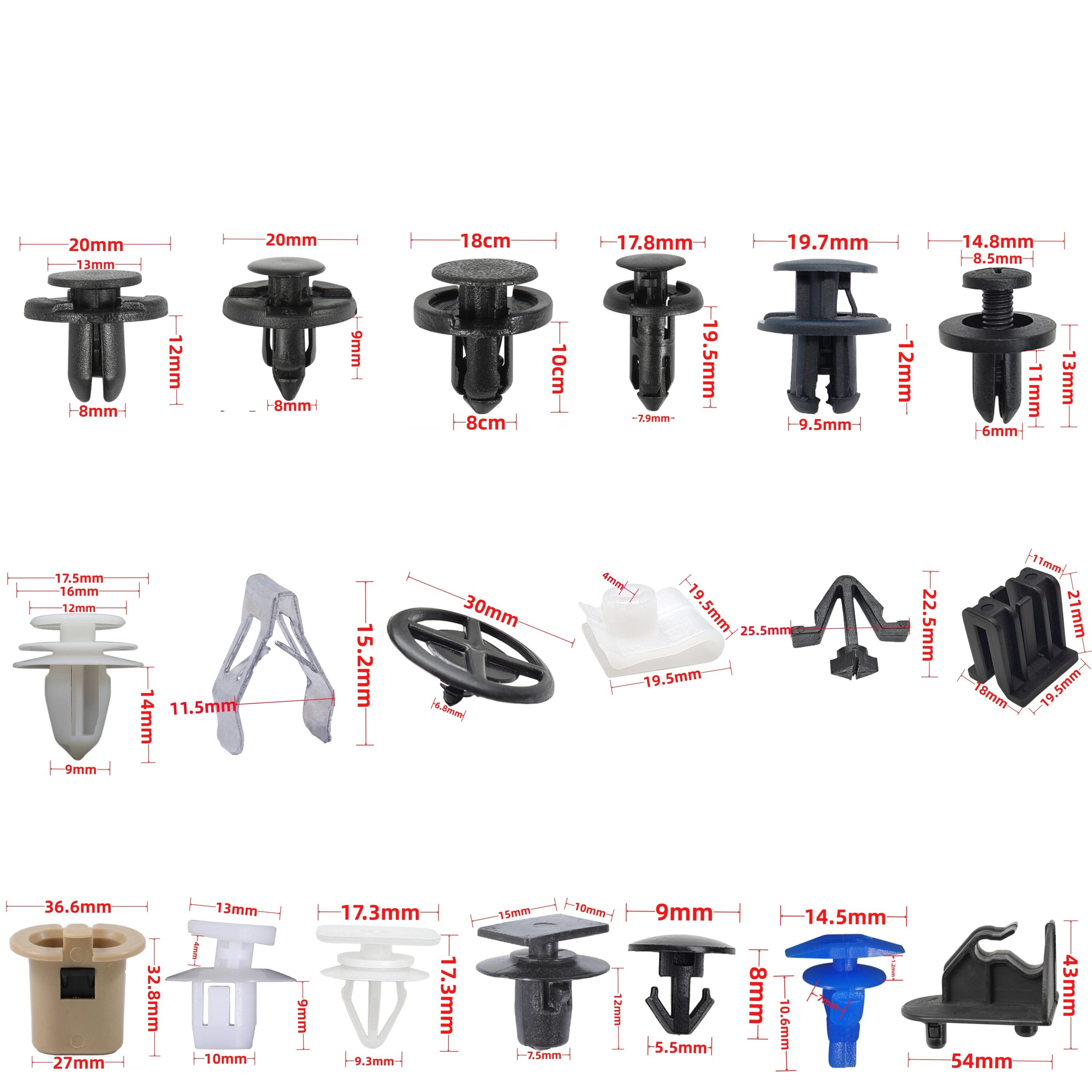 Auto fastener Plastic Nylon clip 8mm Push-type Retainer Clip Bumper Clips for Nissan