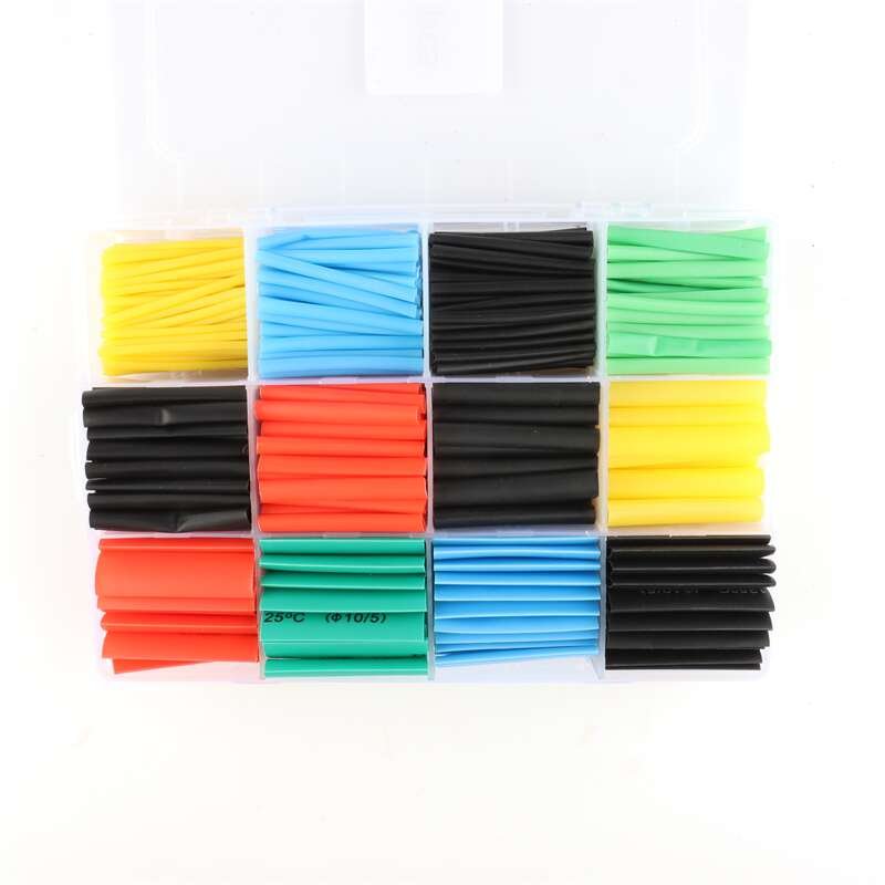 T154 750pcs Insulated Heat Shrink Tube Combination Color Electrical Wire Protective Sleeve Auto Fastener & Clip Box Packaging