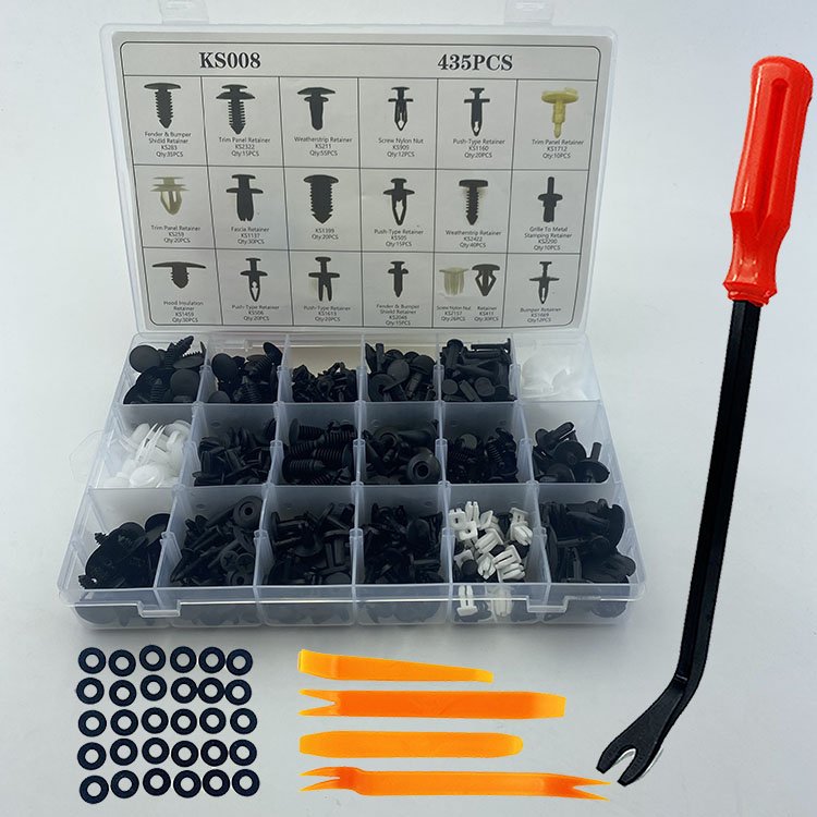 435PCS pieces of various rubber O-rings gaskets air-conditioning pumps clips and plastic rivet for cars