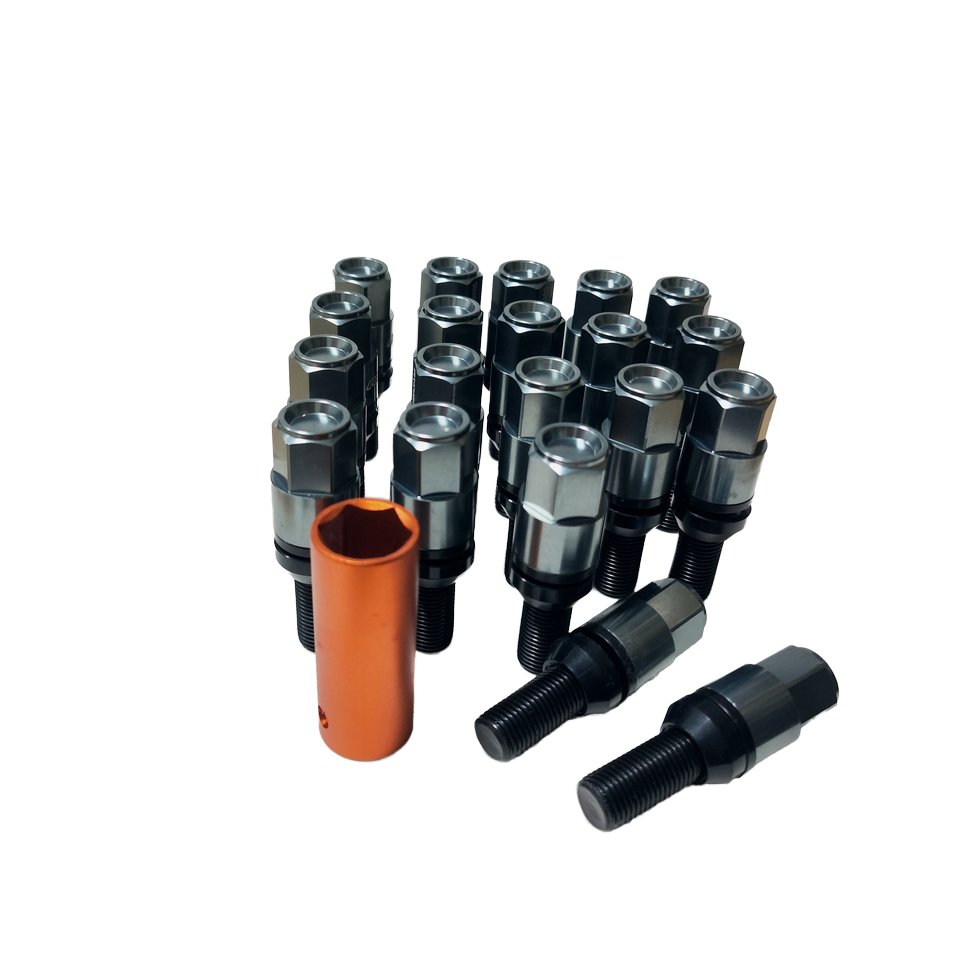 Universal Titanium Color M14x1.25 Conical Flat Cap Bolts for Benz BMW Porsche Audi VW Modified Steel Iron Wheel Hub Car Bolt