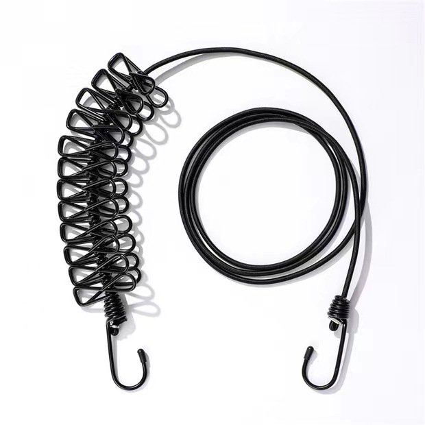 Windproof Clothesline with Positioning Clip Elastic Clothesline with Clip Clothes drying outdoor travel anti-slip