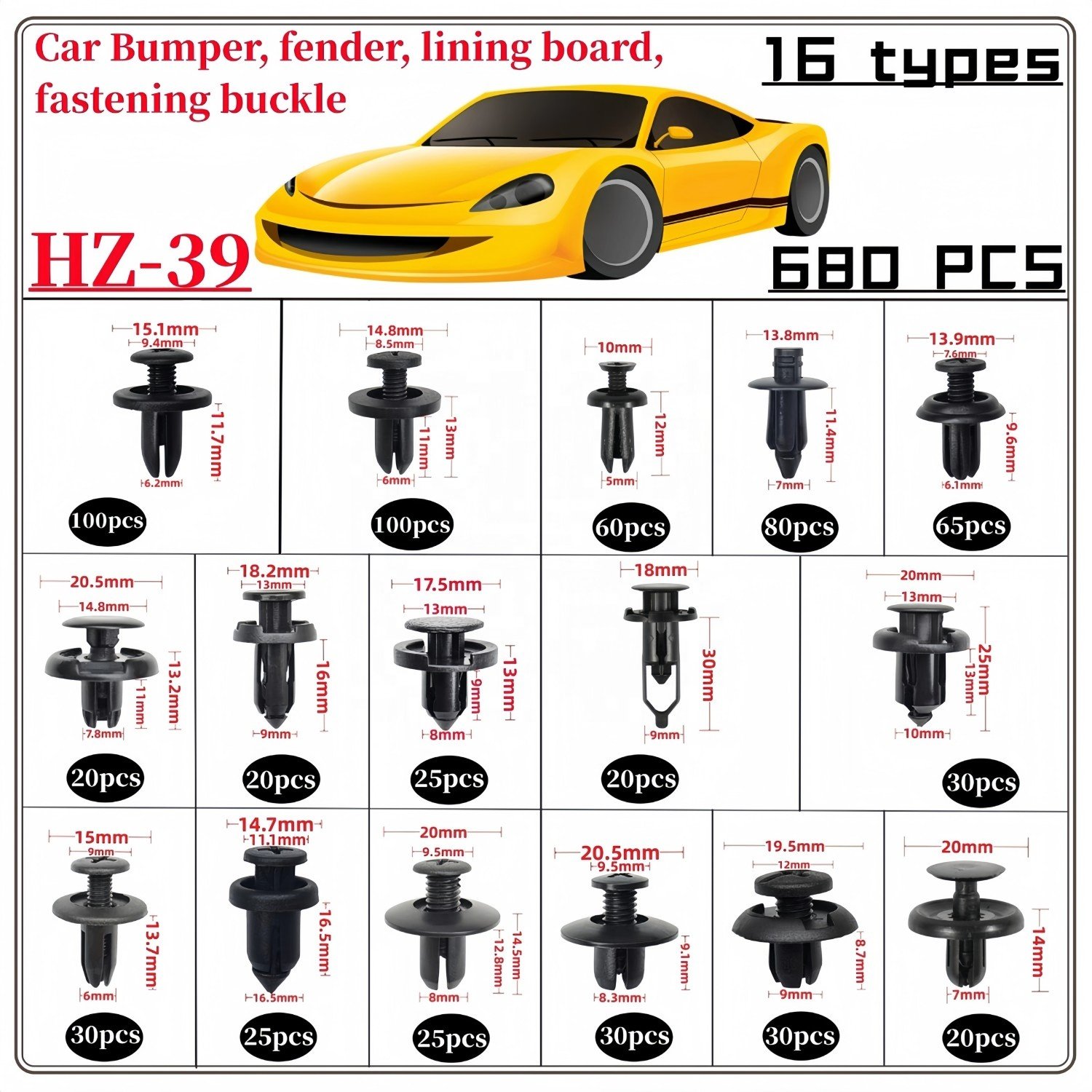 680 Pcs Car Retainers Clips Bumper Grill Fender Door Rivets For Universal