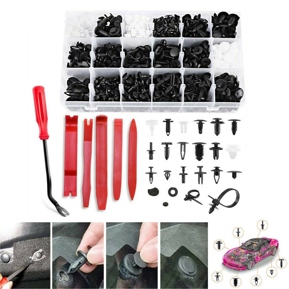 Plastic Auto Retainers Car Clips with Remove Tools for Car Panel Black/white 18 Sizes 24box/carton He+tools OEM /ODM