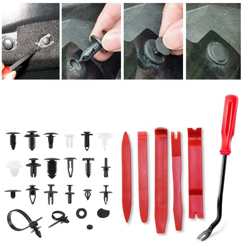 Plastic Auto Retainers Car Clips with Remove Tools for Car Panel Black/white 18 Sizes 24box/carton He+tools OEM /ODM
