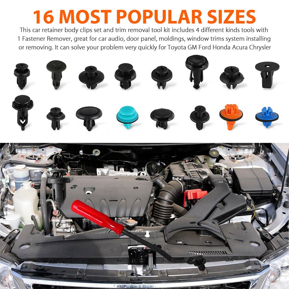 635pcs Car Plastic Fastener Clips Set with Box Mixed Auto Body Push Retainer Pin Rivet Bumper Door Trim Panel Fastener Clip Kit