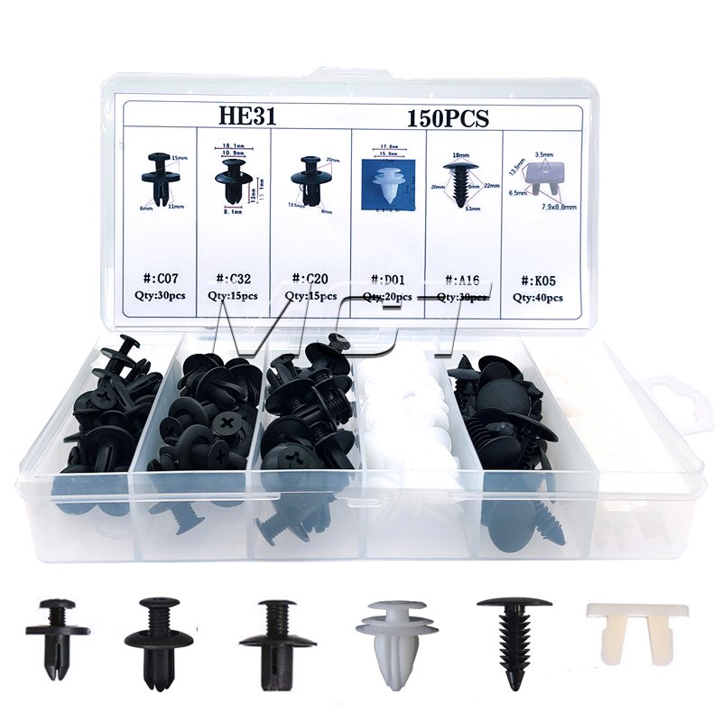 150PCS/set Universal Auto Rivet Clips Plastic Fastener Rivets Clips Set Body Clips Assortment HE31