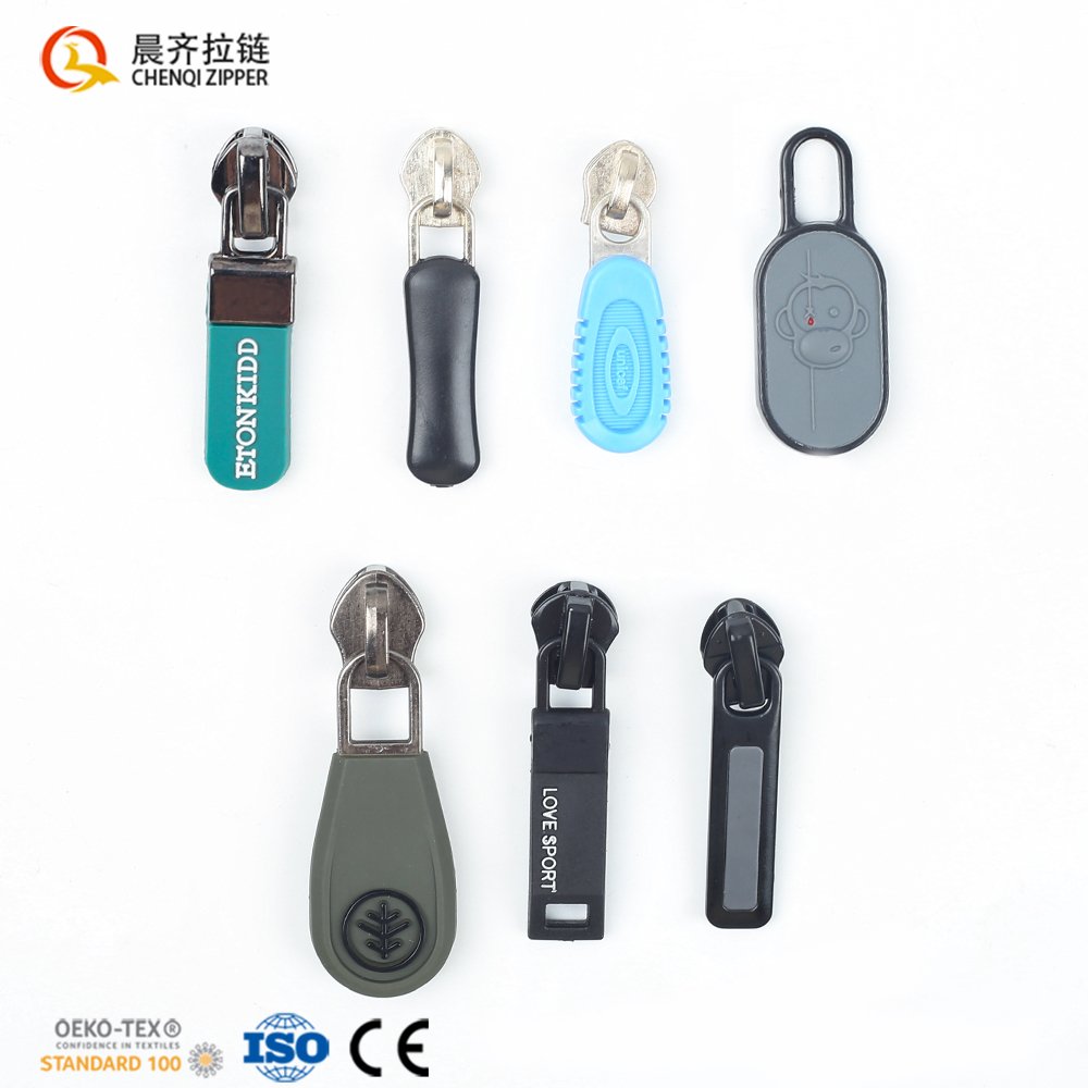 Factory Wholesale Custom 3# 5# 8# Pp Pu Rectangle Injection Moulding Zipper Fastener Slider Puller For Garment Accessory