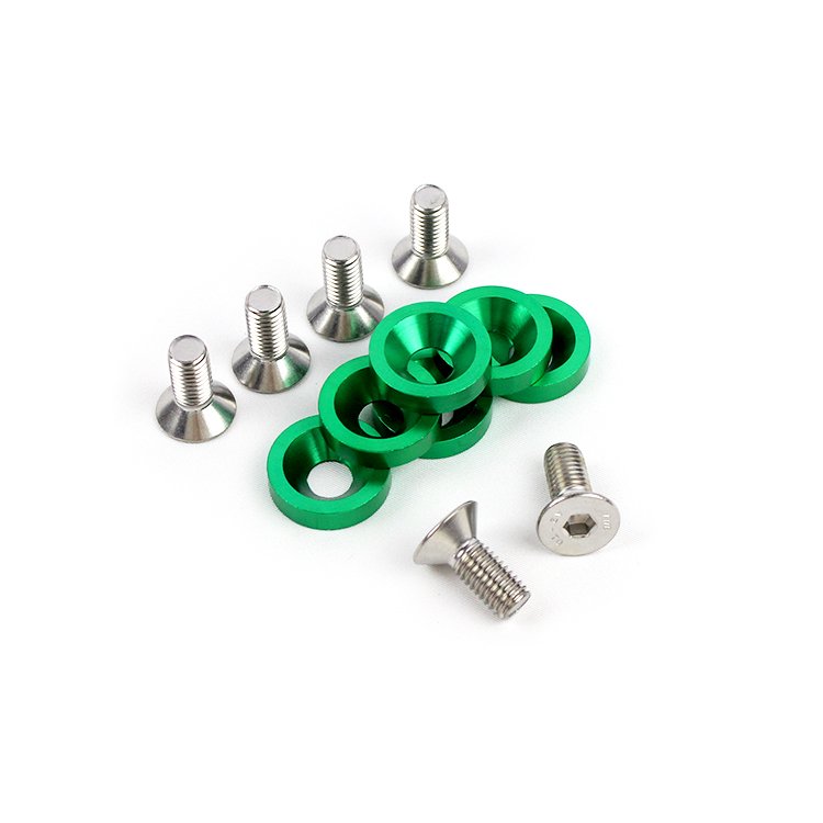 JDM Car Modified Fasteners Light Weight Aluminum Fender Washer Kit With Countersunk Philip Head Screws