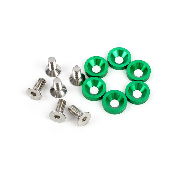JDM Car Modified Fasteners Light Weight Aluminum Fender Washer Kit With Countersunk Philip Head Screws