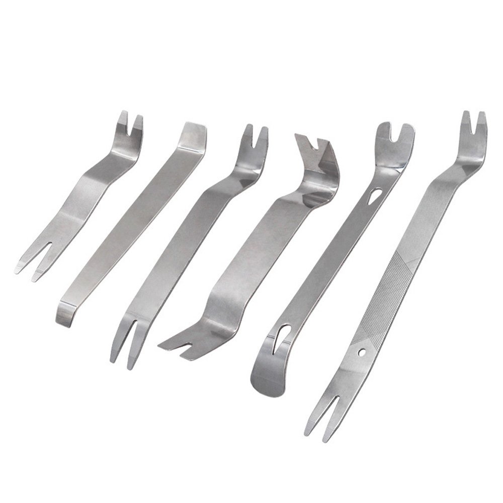 6pcs Auto Trim Removal Tools Fastener Remover Pry Bar Scraper For Door Trim Molding Dash Panel