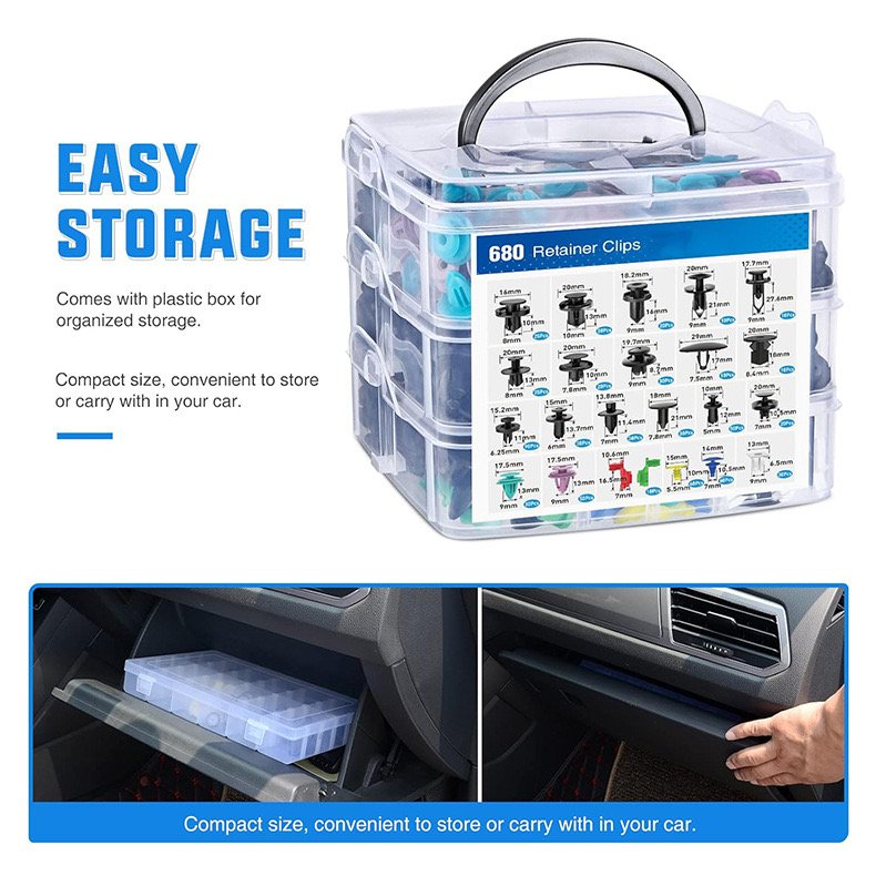680+45pcs Buckle Universal Auto Bumper Screw Repair Rivet Fastener Set Accessories