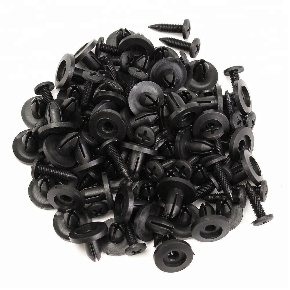 100 Pcs Auto Bumper Fastener 6mm Hole Push Rivet Retainer Engine Cover Clips Car Door Trim Panel Clip Fasteners