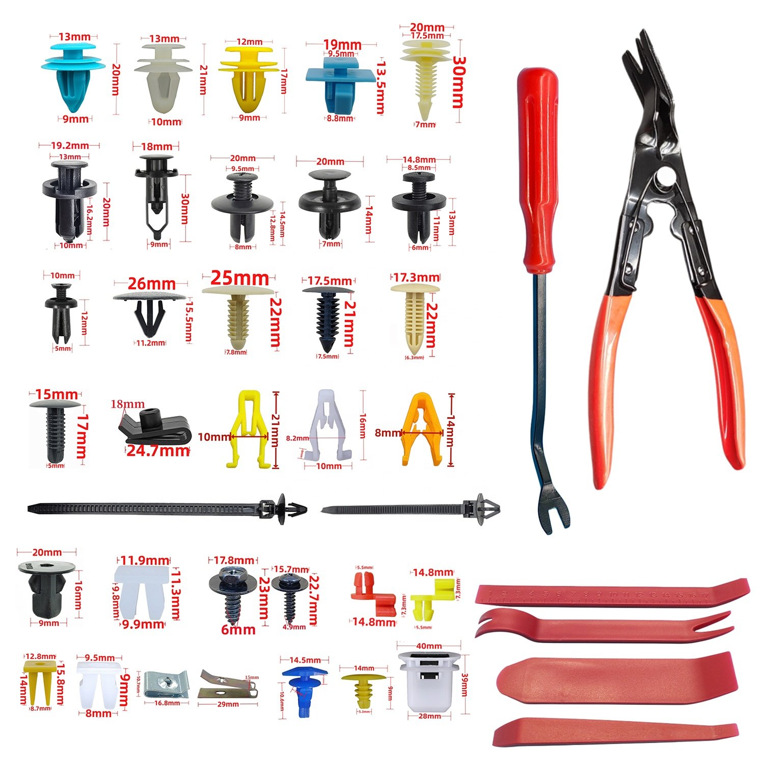 2080PCS 38Kinds Car Plastic Fastener Clips Mixed Push Retainer Pin Rivet Bumper Door Trim Panel Fastener Clip and tools Set