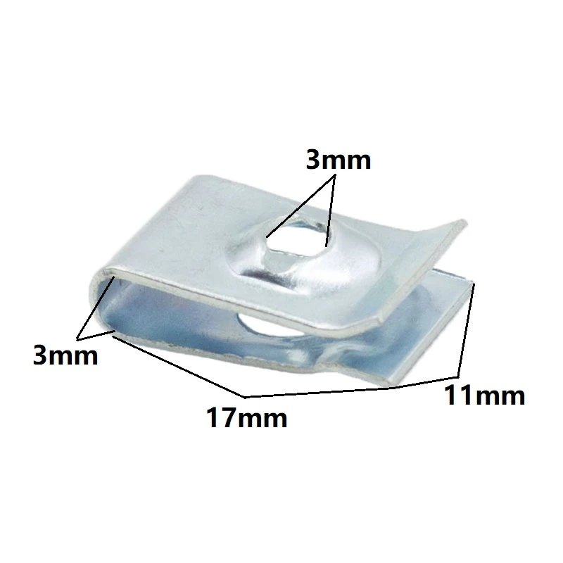 U-Type Car Clips Metal Clip U-Type Screw Gasket 3mm hole For Fender Auto Car Body Fastener Speed Metal Mounting Clamp