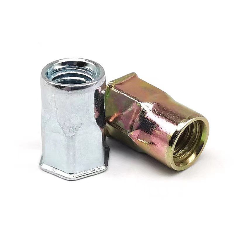 Customized Flat Countersunk Head Zinc Plated Galvanized Stainless Steel Carbon Steel Hex Self Clinching Rivet Nut for Mounting
