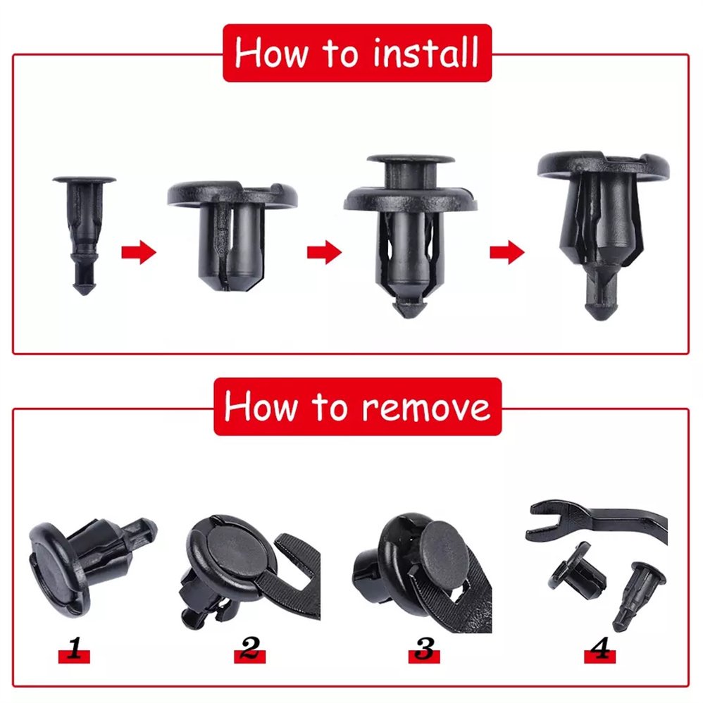 QGZ051 100PCS Bumper Clip 10mm Fender Liner Clip for Honda CR-V Accord Civic and Acura Plastic Nylon Plastic Car Clips Fastener