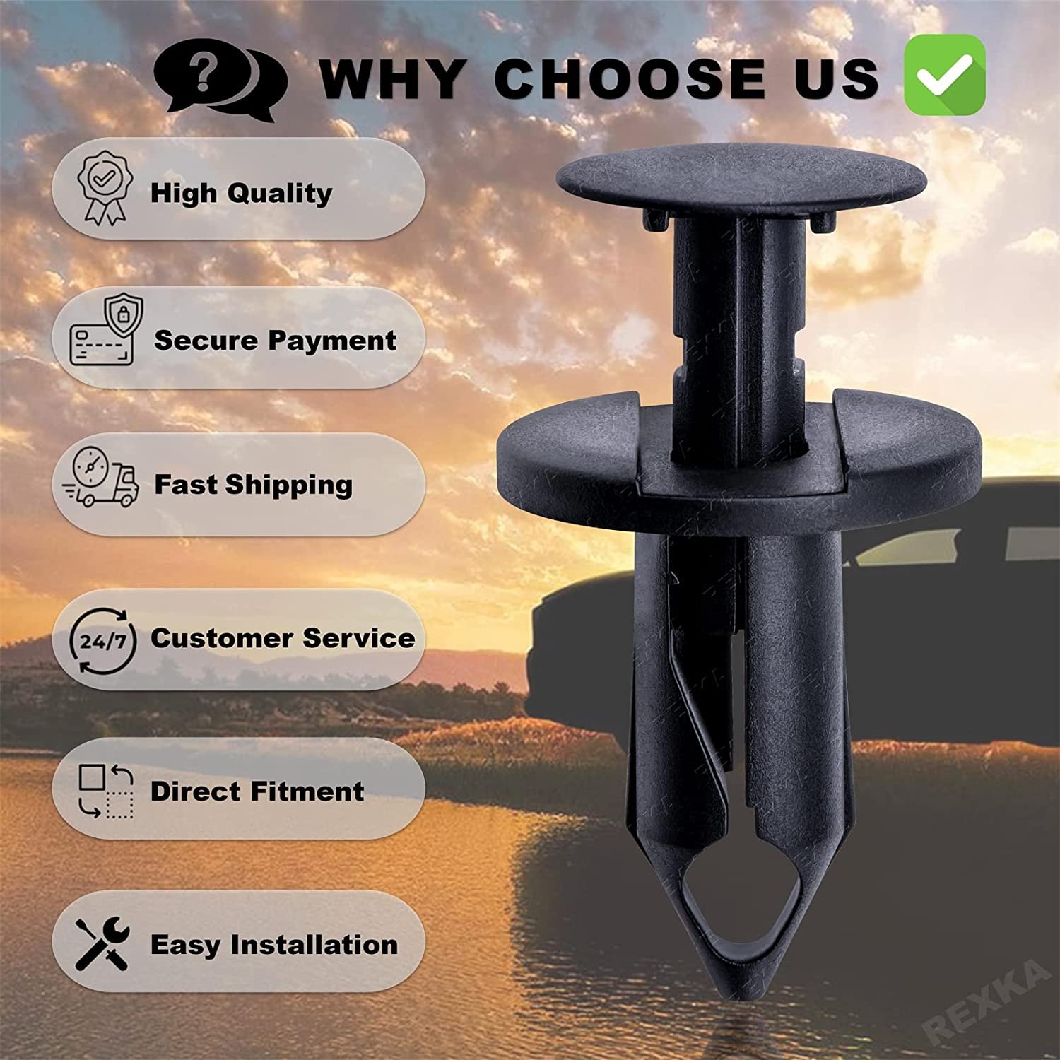 6503598 N807389S 21030249 Grille Push Pin Retainer Clips Fasteners Rivet Compatible Jeep Wrangler