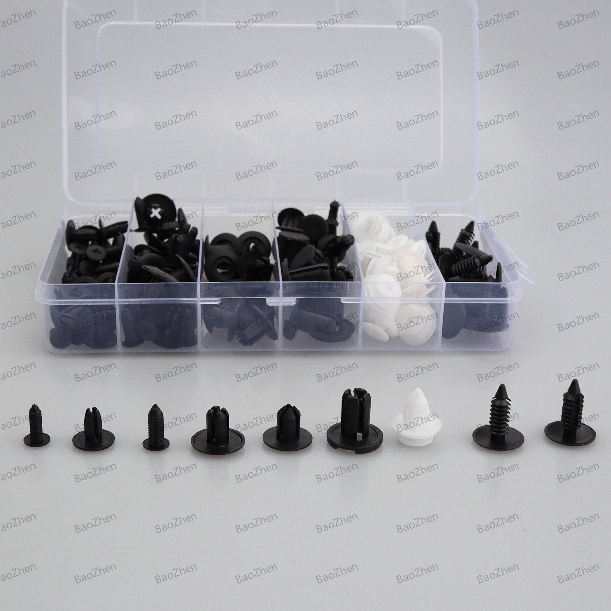 BZ-074 100pcs Car Plastic Bumper Retainer Rivets Clips and Fasteners Push Retainer Kit for Door Trim Panel Auto Push Pin