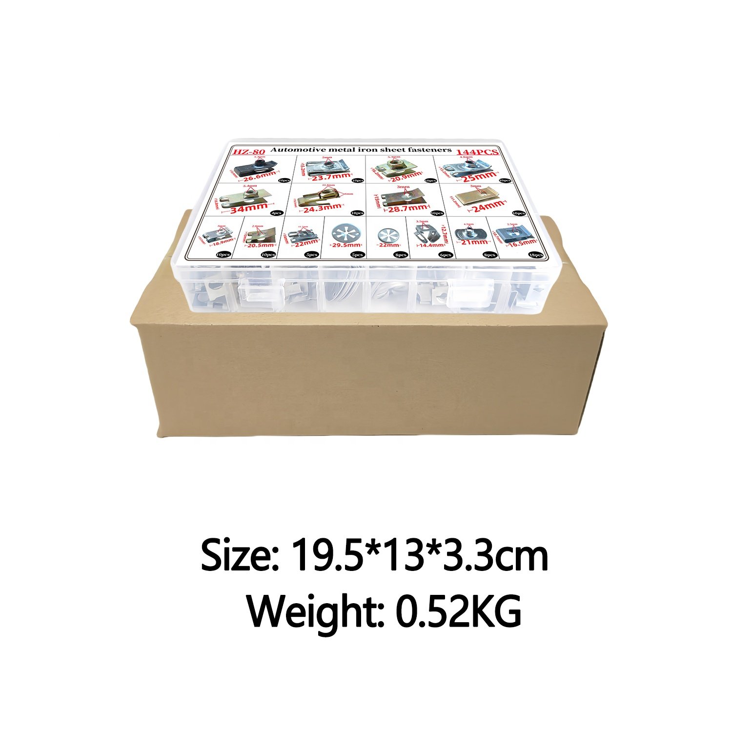 Car metal fastener metal U type fender liner lining guard plate nut retainer car engine panel fixed clamp fastener clips set