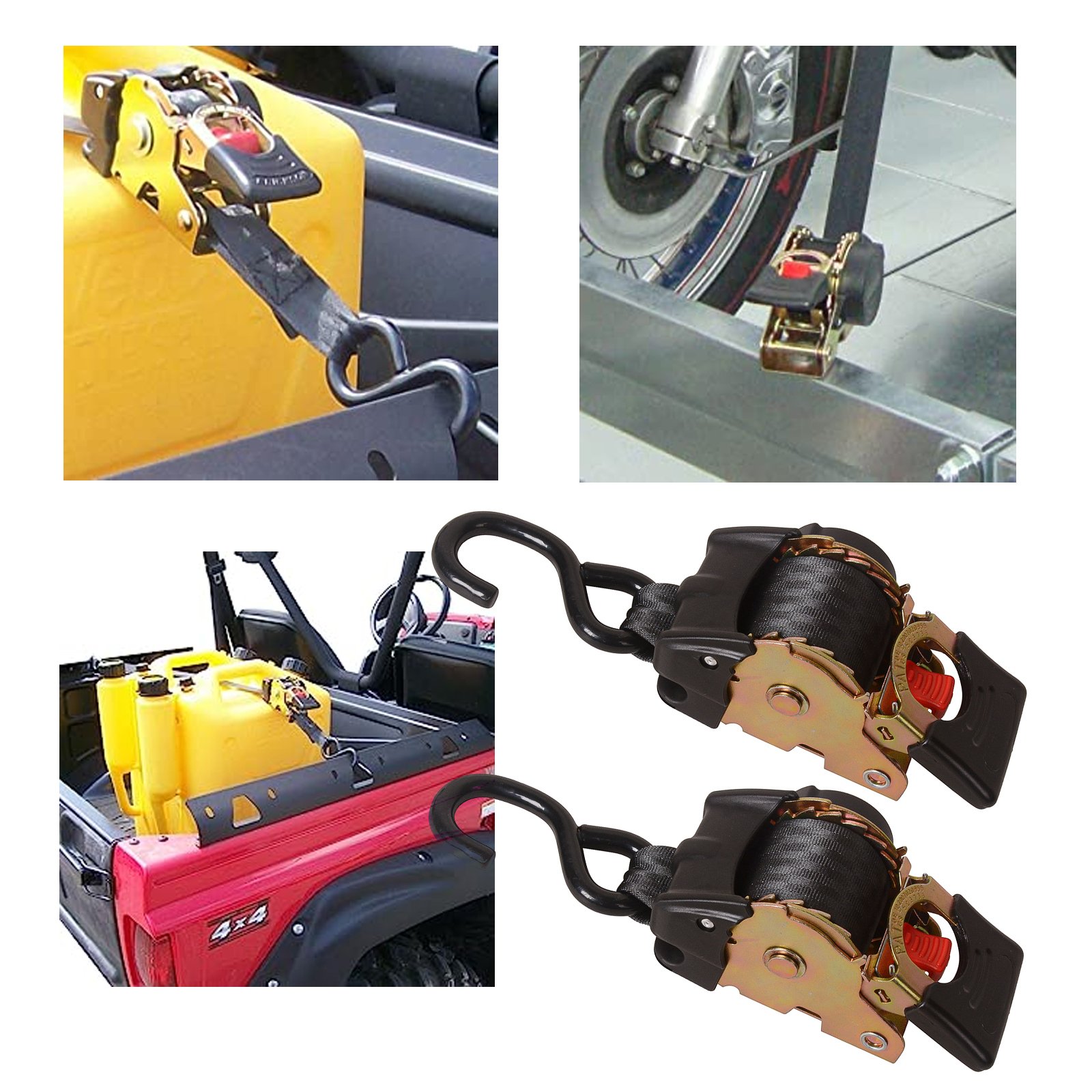 2.7m*50mm Auto Retractable Ratchet Tie Down Motorcycle Cargo Strap Steel & Polyester