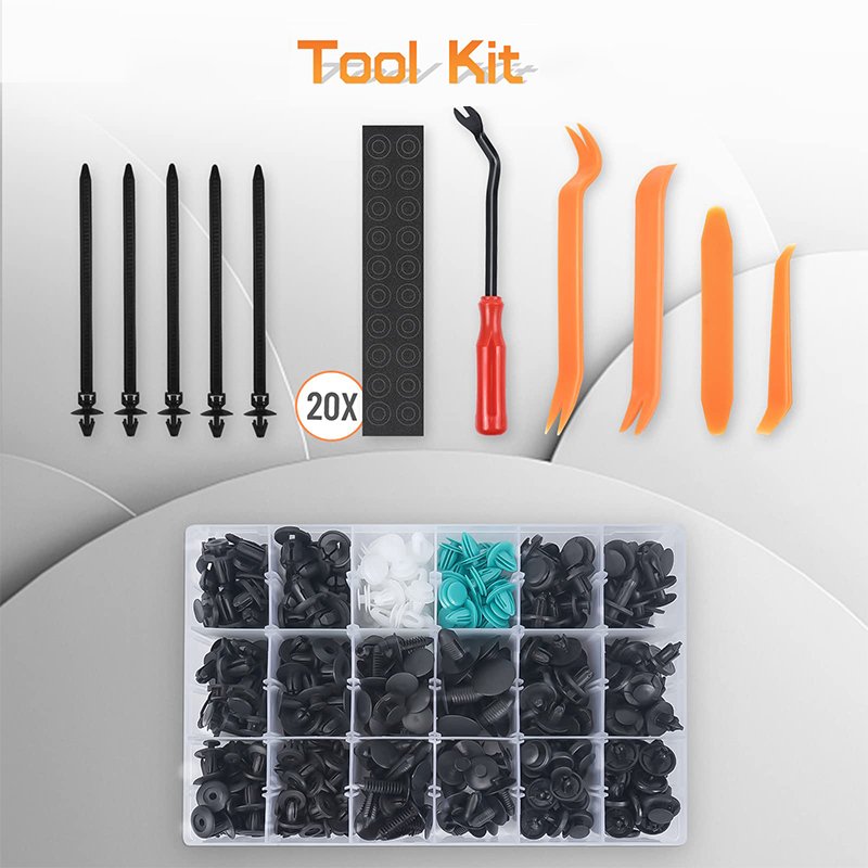Customized Logo 390PCS 18 Most Common Sizes Nylon Push Auto Body Fasteners Retainer Car Clips for BMW