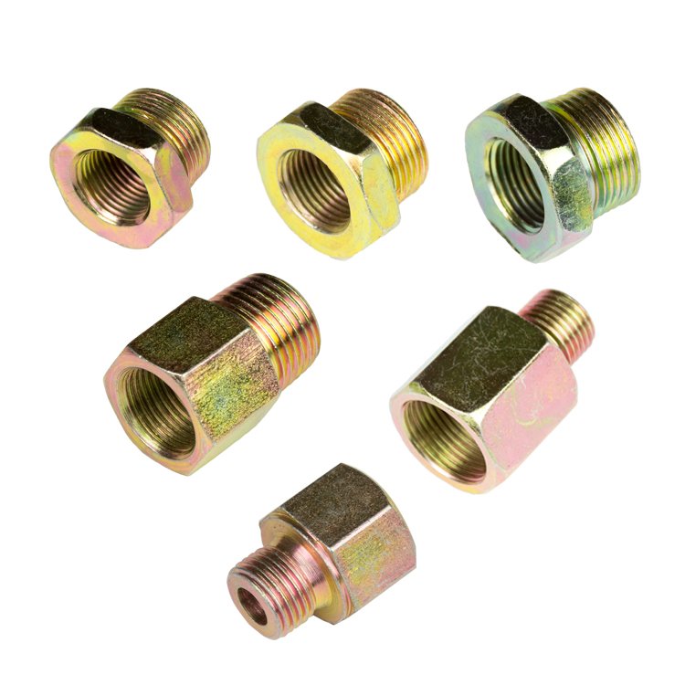 Internal and external wire straight thread conversion joints for small parts of automobile and truck chassis various sizes