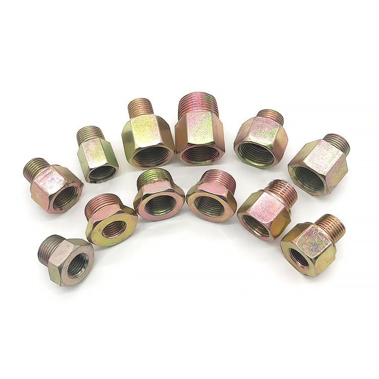 Internal and external wire straight thread conversion joints for small parts of automobile and truck chassis various sizes
