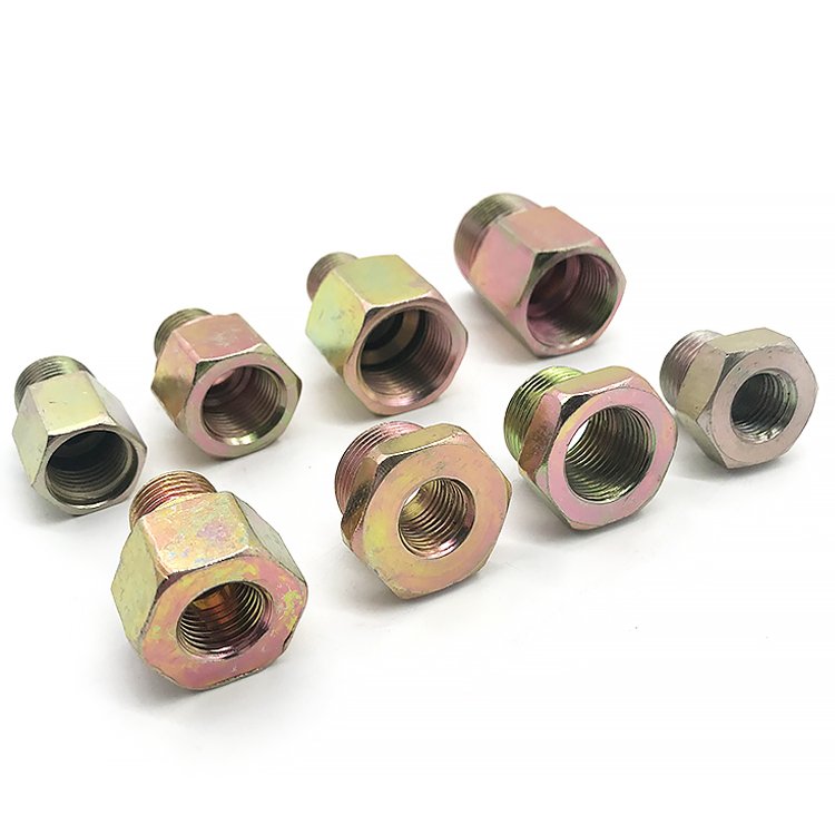 Internal and external wire straight thread conversion joints for small parts of automobile and truck chassis various sizes