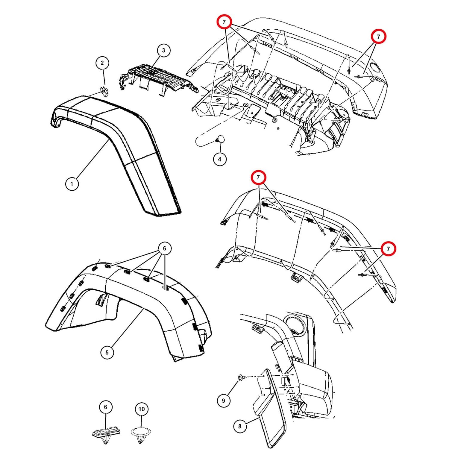New Nylon Fender Flare Bumper Door Trim Plastic Rivet Retainer 1/4 Hole for Chrysler 6506007AA GM 10184895 Ford N803862-S